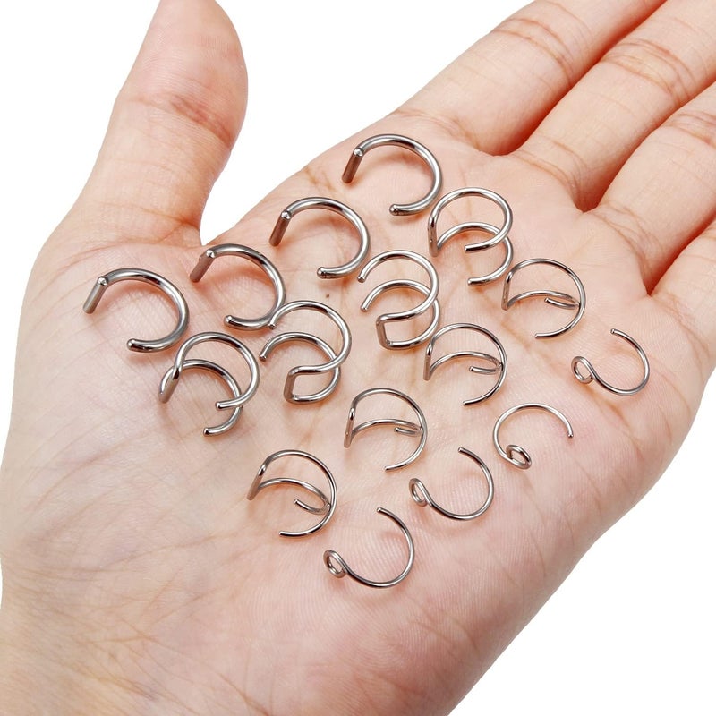Ftovosyo Fake Lip Rings T Shaped Stainless Steel Gothic Clip on Non Piercing Nose Ring Double Cartilage Helix Earrings Ear Cuff for Women Men - Image 3